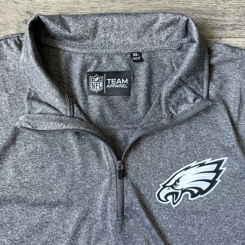Philadelphia Eagles NFL Team Apparel 1/4 Zip Gray Pullover - Size XL - Picture 4 of 7